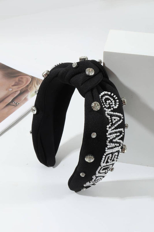 ,,.....Game Day Team Spirit Rhinestone Headband: BLACK-172542 / OS