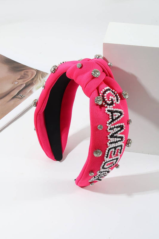 ,,.....Game Day Team Spirit Rhinestone Headband: HOT PINK-172543 / OS