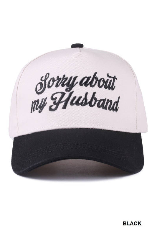 .SI-27994 Sorry About My Husband Two Tone Canvas Cotton Cap: LEOPARD-182671 / OS